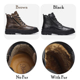 Natural Cow Leather Men Winter Boots Handmade Retro Genuine Leather Winter Shoes Mart Lion   
