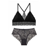 1set Lingerie Woman Bra Brief Sets Underwear Lace Bralette Tube Tops Panties Suit Lady Bra Set Mart Lion black M S