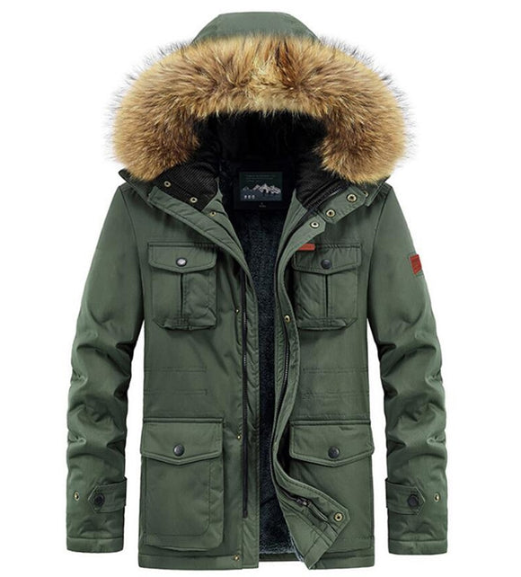 Winter Jacket Men's Cotton-padded Parkas Coats Multi-Pocket Streetwear Casual Workout Snow Overcoats Mart Lion Military M 
