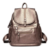 Women leather Backpacks Vintage Female Shoulder Bag Sac a Dos Travel Ladies Bagpack Mochilas School For Girls Mart Lion Gold  