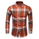 Men's Dress Shirts Long Sleeve Casual Plaid Office Slim Fit Chemise Homme Clothing Vintage Clothes Streetwear Mart Lion 9663-Red M 48-53KG 