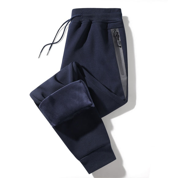 Trousers Men's Winter Thicken Warm Casual Sweatpants Outdoors Long Pants Elastic Waist Straight Zipper Pants Mart Lion   