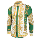 Luxury Long Sleeve men's shirt Causal Royal Trends Party Nightclub Tuxedo Dress Shirts Blusas Tops Mart Lion Green M 