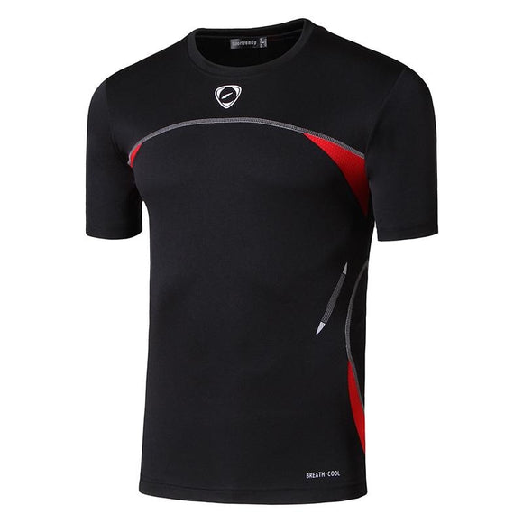  jeansian Men's Sport Tee Shirt T-Shirt Tops Running Gym Fitness Workout Football Short Sleeve Dry Fit LSL1050 Black2 Mart Lion - Mart Lion