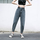 Women`s Clothes S-5XL Jeans High Waist Harem Pants Loose Vintage Blue/Gray Mom&#39;s Cropped Jeans Pants Boyfriend Streetwear  MartLion