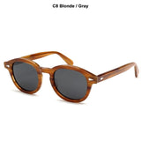 Lemtosh Style Polarized Sunglasses For Men's Vintage Classic Round Mart Lion C8 Blonde Gray Size L 49mm 