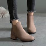 booties woman autumn winter chelsea Ankle boots suede wedges slip on short mid heel shoes Mart Lion   