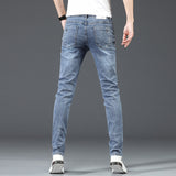  Trendy Men's Skinny Jeans Retro Washed Snowflake Slim Fit Type Classic Simple Casual Street Skateboarding Denim Pants Mart Lion - Mart Lion