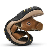 Summer Genuine Leather Men's Sandals Leather Sandals for Men's Outdoor Beach Roman Shoes Casual Mart Lion   