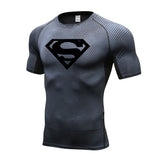 Summer Men's amp T-shirt Short Sleeve Bodybuilding T-shirt Compression shirt MMA Fitness Quick dry Casual Black round neck top Mart Lion Dark gray L 