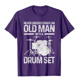 Men's Drummer Never Underestimate An Old With A Drum Set T-Shirt Cotton Tops Shirts Funny Vintage Mart Lion   