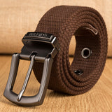 Military Tactical Canvas Belt for Men's Women Metal Pin Detachable Buckle Waist Strap Belts for Jeans ceintures 130 140 150 160cm Mart Lion Coffee 100cm(waist80-85cm 