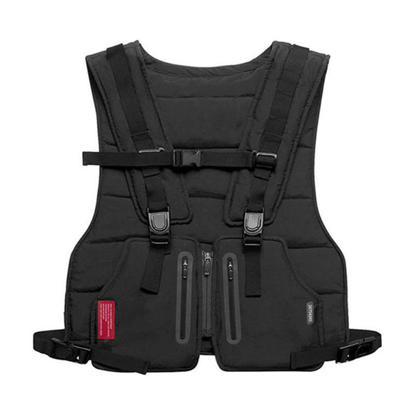Function Military Tactical Chest bag Vest Outdoor Hip hop Sports Fitness Men's Protective Reflective Top Vest Cycling Fishing Vest Mart Lion Black Extra Large 