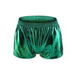 Underwear Men's Boxer Shorts Trunks Faux Leather Loose Inner Ice Silk Men's Underpants Boxers Homme With Pocket Mart Lion green S 