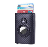 Rfid Card Holder Men's Wallets Money Bag Male Black Short Purse Small Leather Slim Mini For Airtag Air Tag Mart Lion black(carbon)  