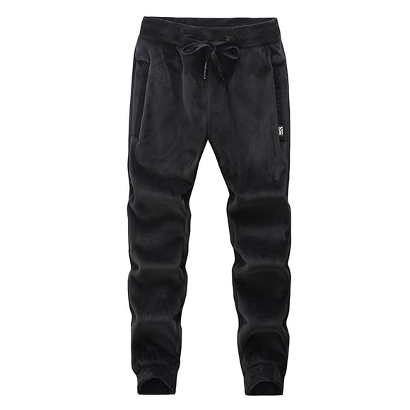 Winter Fleece Warm Thick Pants Men's Pants Work Jogging Outdoor Velvet Casual Men's Trousers  Sweatpants Mart Lion L Black 2 