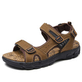 Classic Men's Sandals Summer Genuine Leather Sandals Outdoor Casual Lightweight Sandal Sneakers Mart Lion Dark Brown 6.5 