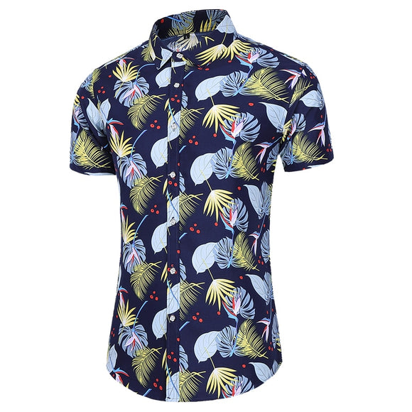 Vintage Designer Shirts For Men's Korean Clothes Floral Printed Slim Short Sleeve Holiday Vacation Hawaiian Shirt Blusas Mart Lion C7056 Asian XXL 70kg-80kg 