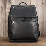 Cowhide leather backpack men's large capacity 15.6 inch computer bag simple trendy Travel Backpack solid color Mart Lion   