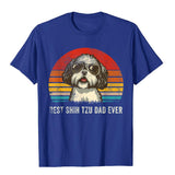 Men's Shih Tzu Dad Ever Funny Shih Tzu Dad Gift Dog Lover T-Shirt Tees Classic Camisas Hombre Cotton 3D Printed Mart Lion Royal Blue XS 
