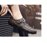 Men's Casual Shoes Genuine Leather Crocodile pattern cowhide Breathable Driving Shoes Slip On Comfy Moccasins