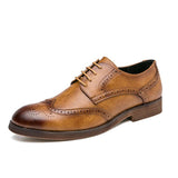 Fotwear Men's Brogue Shoes Classic Formal Oxfords Leather Dress Wedding Adult Lace Up Footwear Mart Lion Brown 6.5 