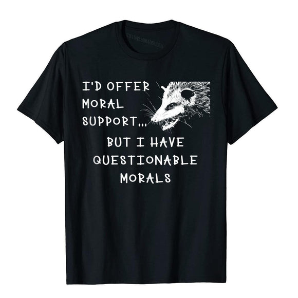  Opossum Meme Questionable Morals Tshirts Men's Normcore Tops Cotton T Shirts Hip Hop Cute Mart Lion - Mart Lion
