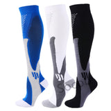 3/6/7 Pairs Compression Socks Men Women Running Sports Varicose Vein Edema Knee High 30 MmHg Leg Support Stretch Stocking Mart Lion 3 pairs-6 S-M 