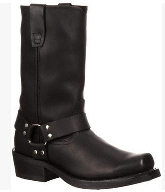 Men Boots Leather Autumn Winter Mid-calf Retro Shoes Brithsh  Zapatos De Hombre Mart Lion black 5.5 