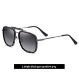 Classic Vintage Square HUCK Style TR90 Polarized Sunglasses With Hood Brand Design Oculos De Sol 3366 Mart Lion C1 Black Gray  