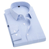 men's striped long sleeved non-iron slim fit dress shirts Solid Twill Social Clothing Mart Lion   