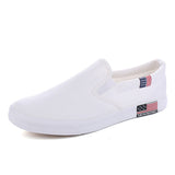 Men's Shoes Casual Canvas Summer Slip-on Unisex Sneakers Flats Breathable Light Black Lovers Shoes Footwear Mart Lion A001white 35 