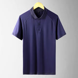 Newest Polo Shirt Soild Short Sleeve Summer Cool Shirt Slim Polo Shirt Men's Thin Shirt Streetwear Tops Clothes Mart Lion Navy Blue M 