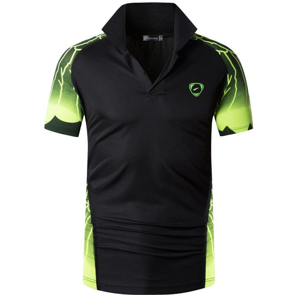 jeansian Men's Sport Tee Polo Shirts Poloshirts Golf Tennis Badminton Dry Fit Short Sleeve Black Mart Lion   