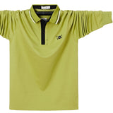 Men's Polo Shirt Long Sleeve Polo Shirt Contrast Color Polo Clothing Autumn Streetwear Casual Tops Cotton Polo Mart Lion Green M 