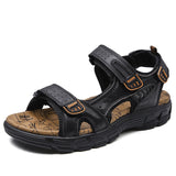 Classic Men's Sandals Summer Genuine Leather Sandals Outdoor Casual Lightweight Sandal Sneakers Mart Lion Black 6.5 