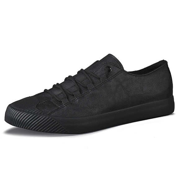 Luxury Low top Men's Vulcanize Shoes Autumn Leather Casual Shoes Korean Breathable Black lace-up Sneaker Mart Lion   