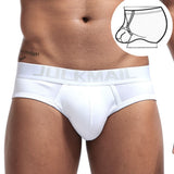 Men's Underwear Briefs U convex Big Penis Pouch Design Wonderjock Men's Cotton Briefs Bikini Adjustment Ring Cock Mart Lion JM365WHITE M(27-30 inches) 