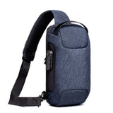 Men's Waterproof USB Oxford Crossbody Bag Anti-theft Shoulder Sling Multifunction Short Travel Messenger Chest Pack For Male Mart Lion blue 1 16 x 9.5 x33 cm 
