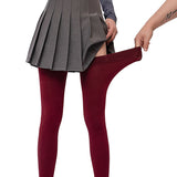 Cotton Thigh High Socks Super Elastic Stockings Womens Over-knee Extra Long Socks Soild Color Medium Thick Soft Socks Mart Lion wine red  