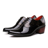 Dress Shoes Patent Leather Men's Formal Office Weding Footwear Me'sn High Heels Shoes Mart Lion Black 919 38 