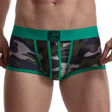 Boxer Men's Underwear Mesh Camouflage Cuecas Masculinas Breathable Nylon U Pouch Calzoncillos Hombre Slip Hombre Boxershorts Mart Lion JM463GREEN M(27-30inches) 