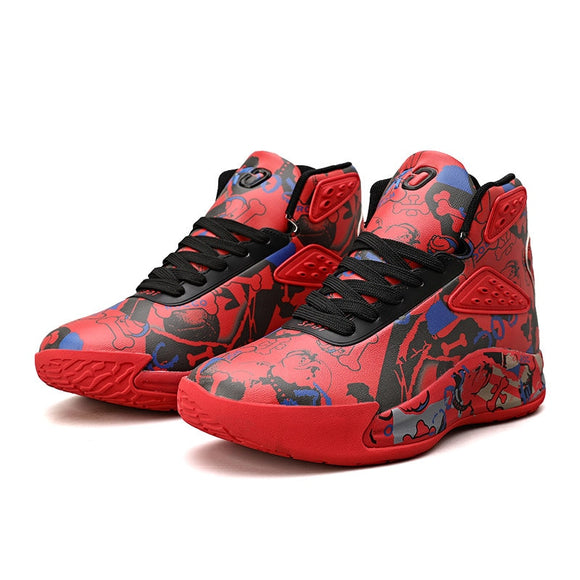 Autumn And Winter Graffiti Basketball Shoes Designer Hip-hop Sneakers Outdoor High top Trend Sports Mart Lion Red 2016 39 
