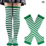 Striped Over Knee High Socks Set For Women Girls Stocking Arm Sleeve Long Christmas Thick Gloves Warm Knee Mart Lion 10  