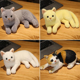  4 Colors 31cm INS Like Real Prone Cat Plush Doll Stuffed Pure Colors Grey White Yellow Kitten Toy Pets Animal Kids Gift Mart Lion - Mart Lion