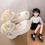 Toddler Girls Children Leather Shoes PU Leather Flats Crystal Princess Party Shoes for girls From 1~10 Years Mart Lion   