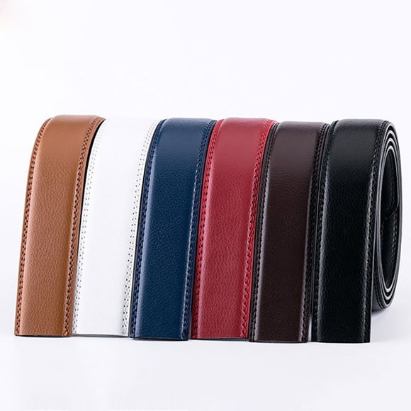  3.5cm Men's Belt No Buckle Cowskin Cow Genuine Leather Belt Body Without Automatic Buckle Strap Blue Red Coffee Brown White Black Mart Lion - Mart Lion