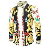 Baroque 3D Print Floral Shirts Men's Long Sleeve Luxury Designer Butterfly Ladybug Chemise Tops Vintage Mart Lion DC569 M 