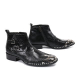 Summer Pointed Frenulum Mens shoes Dress Boots cow leather Mart Lion black 1 40 