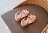Kids Sandals Girls Children Summer Shoes Hot Cut-outs Princess Sweet Soft Leather With Bowtie Bow Mart Lion   